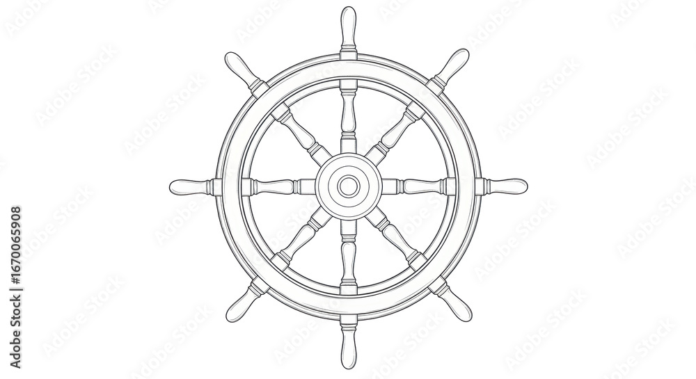 Obraz premium Isolated Ship Wheel Outline