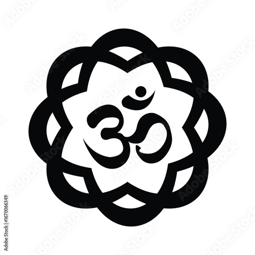 Sacred Om Symbol Vector Illustration Representing Peace, Meditation, Spiritual Awakening and Divine Energy