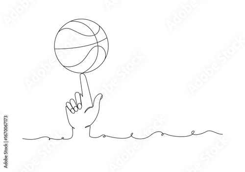 Basketball one line art. Continuous line drawing of ball, sport, running, ball sports, activity, athlete, Continuous one line drawing Basketball sports concept