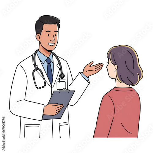 Doctor consulting patient illustration medical healthcare clinic appointment consultation