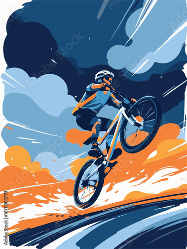 Motorbike stunt jump vector