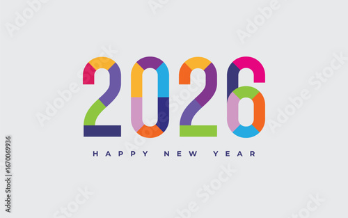 Elegant and modern 2026 happy new year with bright colors premium design