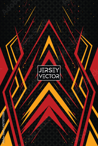 Abstract Jersey Template with Geometric Shapes, Trendy jersey template, dynamic lines, sports apparel design, Futuristic biker dress, Creative Jersey vector, Modern sport Jersey for players, t shirt.