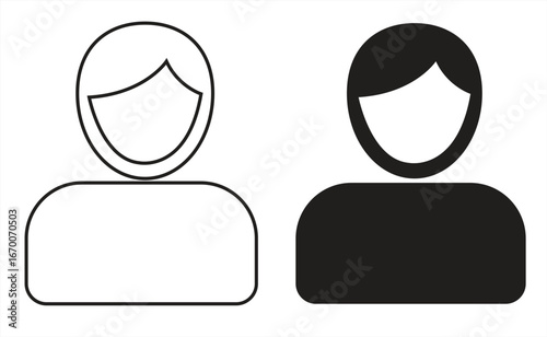 Clean silhouette of a woman's head and shoulders in outline and solid fill styles representing a user profile icon or placeholder
