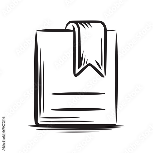 Illustration of a glass with a cloth hanging over the side in black and white outline style art