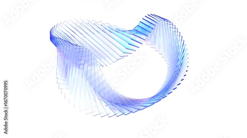 Abstract glass shape on a white background, 4k seamless loop animation, 3d render