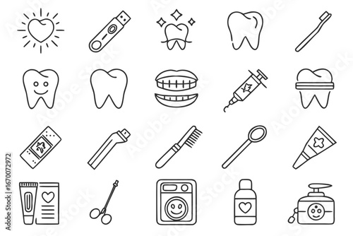Dental Care Icons 20+ Line Art Illustrations for Websites and Apps