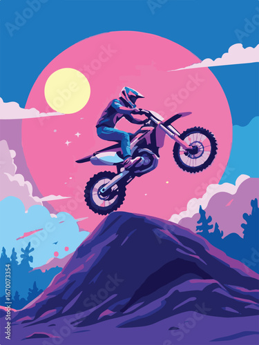 Motorbike stunt jump vector