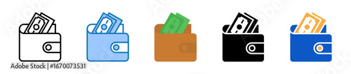 Wallet multiple style icons set design vector illustration. 