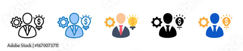 Entrepreneur multiple style icons set design vector illustration. 