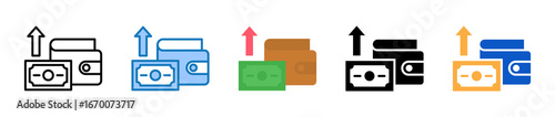 Spending Money multiple style icons set design vector illustration. 