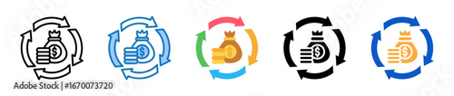 Circular Economy multiple style icons set design vector illustration. 