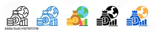 Global Economy multiple style icons set design vector illustration. 