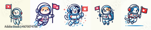 Adorable Astronaut Dog Vector Pack – Cute Space Puppy Illustrations