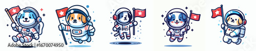 Astronaut Dog Vector Collection – Cute Space Puppy Illustration Set