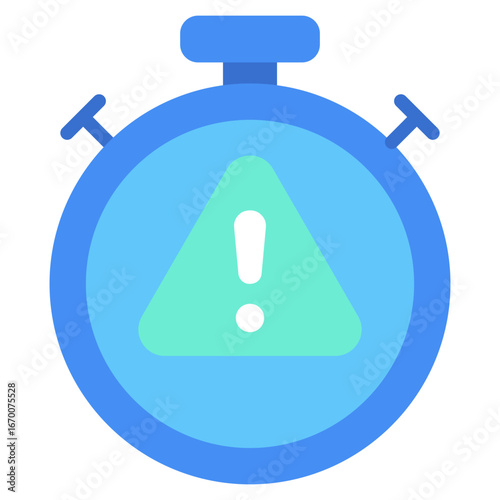Timer Alert Flat Green Blue Icon Design Vector - stopwatch with an alert symbol representing time-sensitive or urgent warning