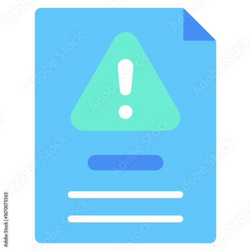 Alert Document Flat Green Blue Icon Design Vector - Paper file with warning symbol, signaling critical written notifications