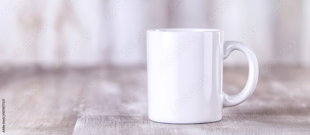Obraz premium A single white mug on a pastel background.