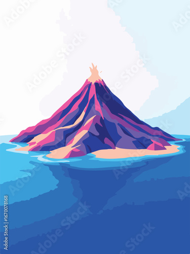 Volcano Eruption with Bright Colors