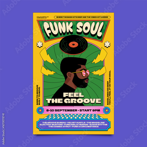 Vibrant Funk Soul and Disco Style Poster