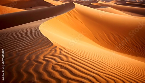 Fototapeta Naklejka Na Ścianę i Meble -  Golden desert dunes in the sunrise