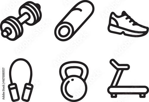Fitness and Exercise Outline Icon Pack