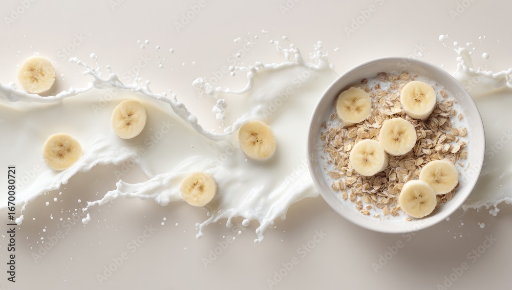 Obraz premium Oatmeal breakfast splash