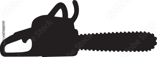 Chainsaw silhouette vector isolated on white background, simple black power tool design illustration.