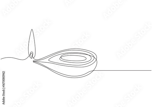 Diya Oil Lamp Line Art, Diya Lamp One Line Art Celebrating Light and Traditions, Diya Lamp Continuous Line Art