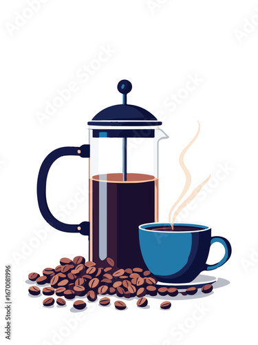 Modern Coffee Machine with Hot Cup of Coffee