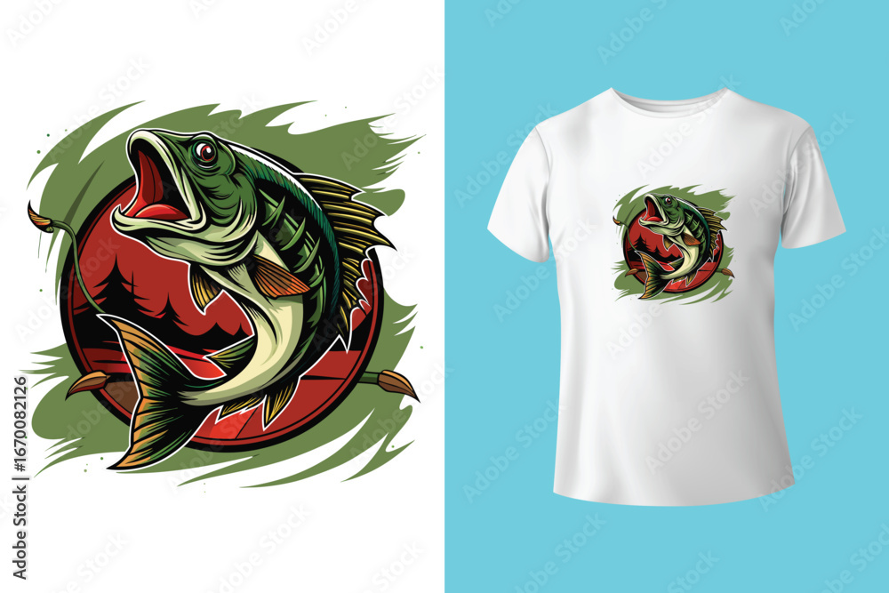 Fishing t shirt design . Generative Ai Fishing t shirt design . Generative Ai