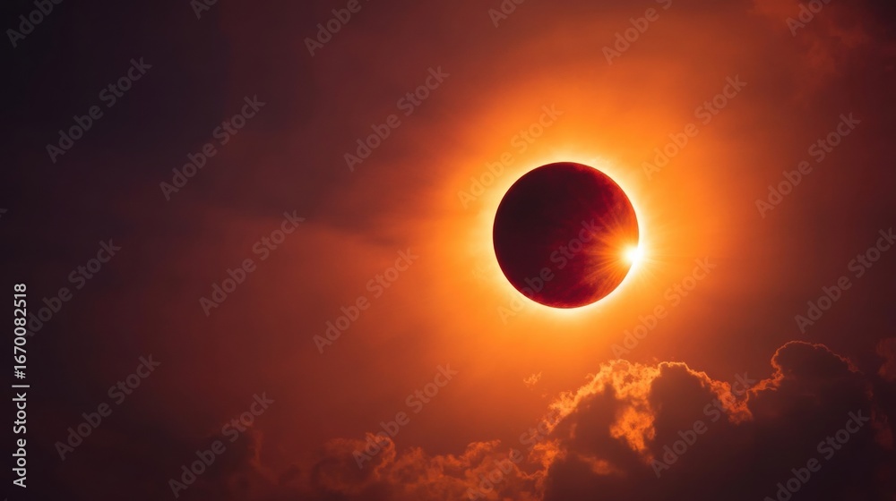 Obraz premium Solar eclipse spectacular view in the sky during early evening hours
