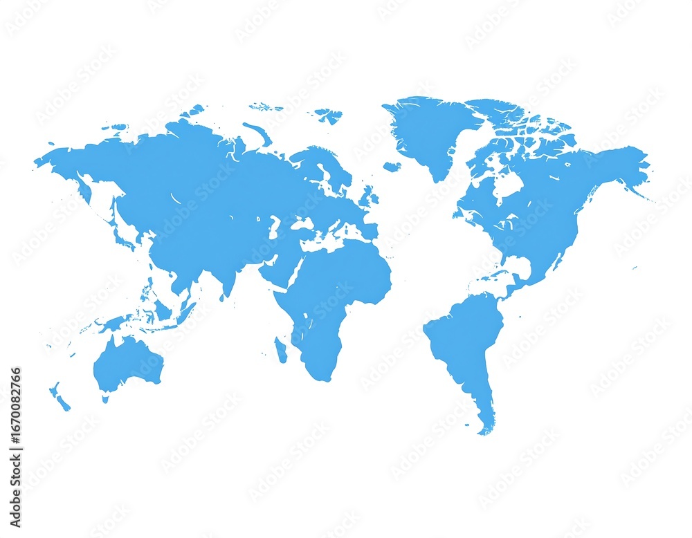 Obraz premium Simple world map in light blue