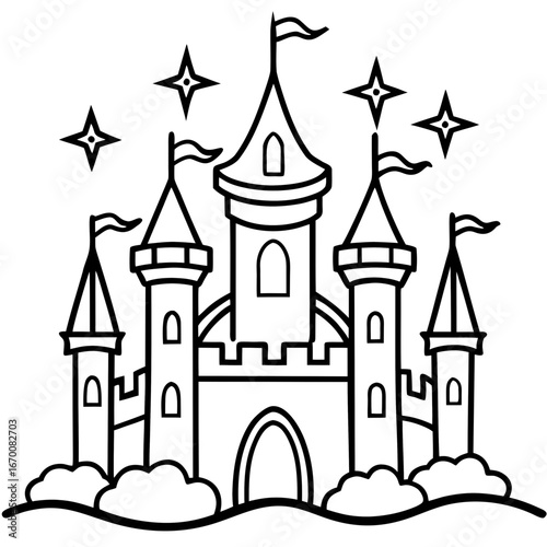 Whimsical Fairytale Castle Vector Art