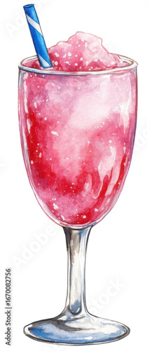 Refreshing pink drink in tall glass with straw, perfect for summer