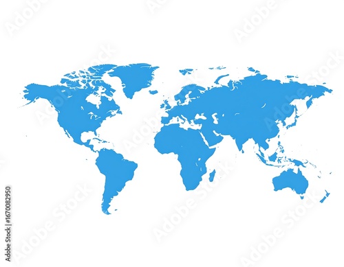Simple world map in shades of blue