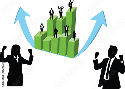 Business success growth chart, teamwork achievement illustration, career progress concept, leadership development, professional success vector, employee motivation, corporate performance, upward graph