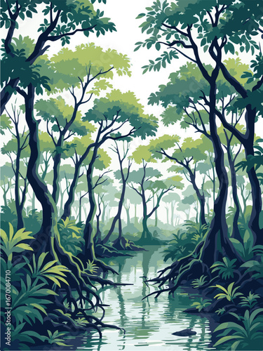 tropical forest in the morning
