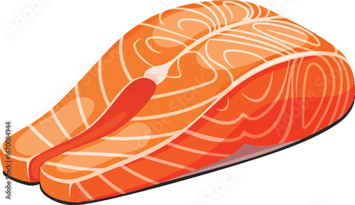 Fresh salmon steak seafood healthy food ingredient cooking culinary vector