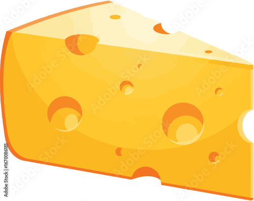 Swiss cheese wedge fresh dairy food delicious snack appetizer vector