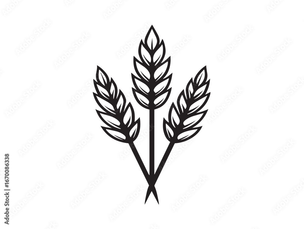 Fototapeta premium Organic Wheat Icon with Stylish Minimal Line Vector Artwork