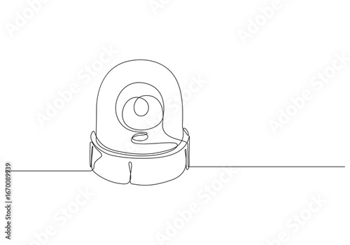 Continuous Line Art of an Emergency Light with a Lightbulb Inside, Emergency Siren Continuous Line Art, Minimalist Siren Illustration Continuous Line Art