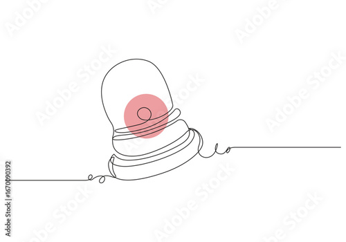 Continuous Line Art of an Emergency Light with a Lightbulb Inside, Emergency Siren Continuous Line Art, Minimalist Siren Illustration Continuous Line Art