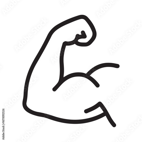 Silhouette calligraphy black vector illustration of a Strong flexing arm muscle 