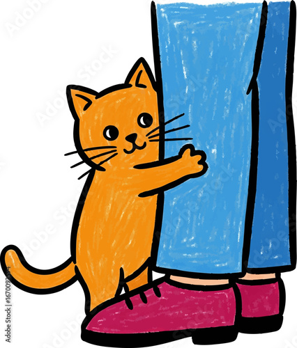 Cat Giving a Loving Hug to a Persons Leg