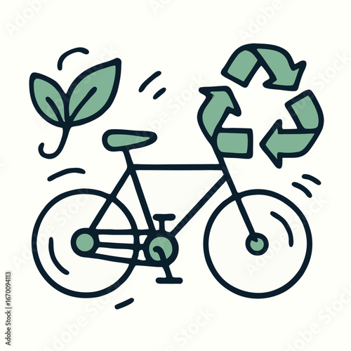 Promoting a sustainable ecology a vibrant illustration showcasing eco-friendly bicycle transport and the importance of environmental consciousness for a greener planet