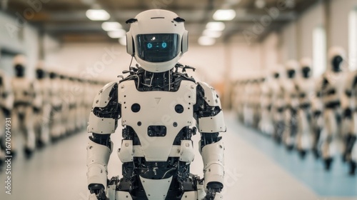 Wallpaper Mural Robots lined up in a futuristic manufacturing facility during the day Torontodigital.ca