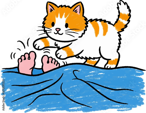 Kitten Attacking Wiggling Toes Under a Blanket