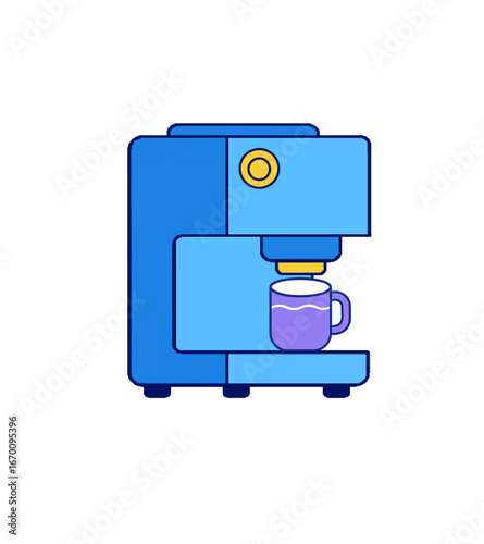 Coffee machine icon in modern blue style