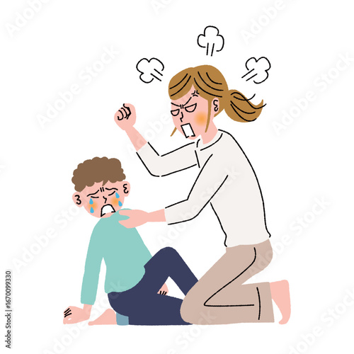母親が子供に怒っている